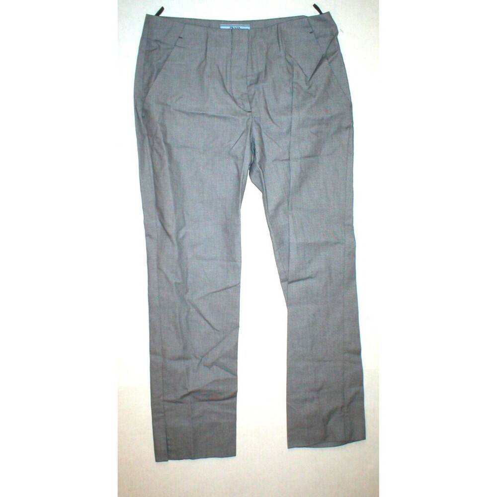 New 28 x 25 Womens Designer Prada Milano Pants 38 2 Crop Gray Black White Slacks
